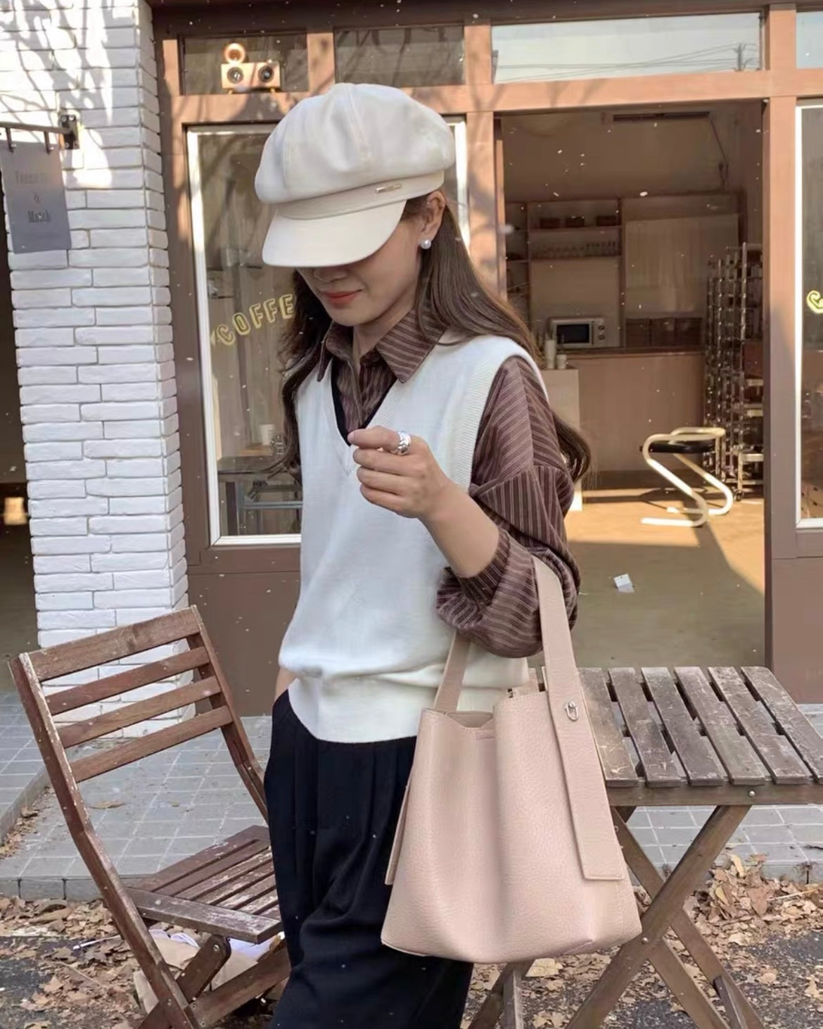2wayワンハンドルレザーミディアムバッグ