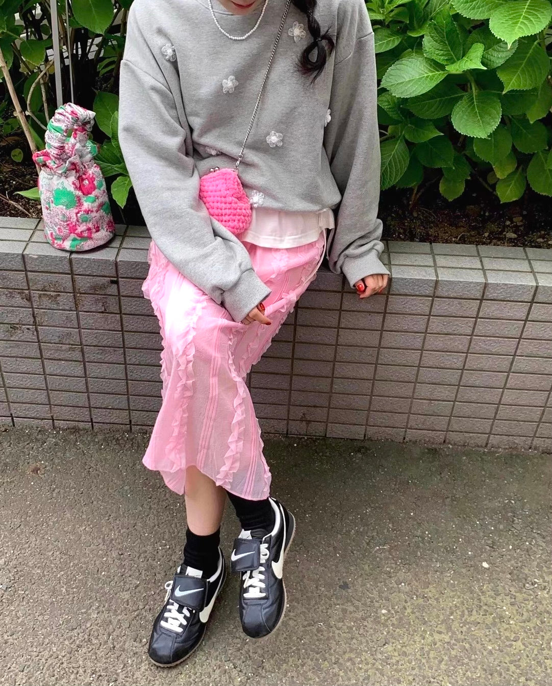 フラワーモチーフスウェット プルオーバー