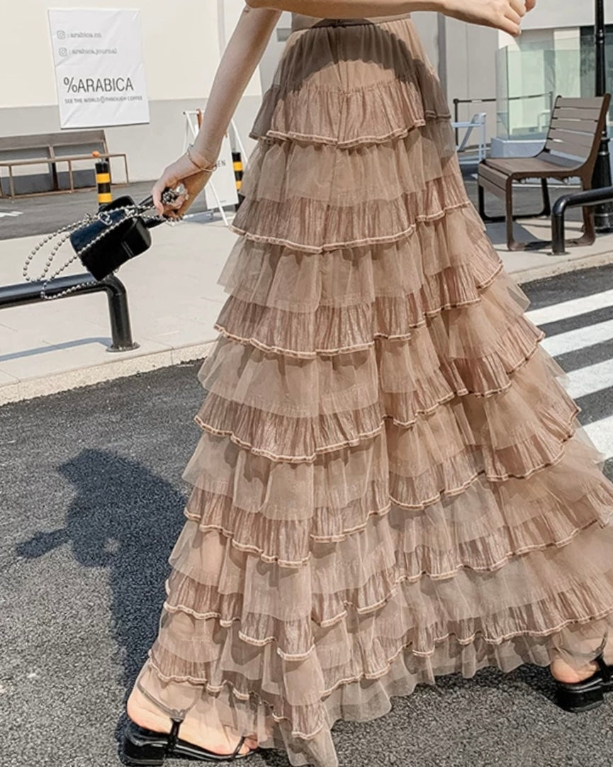 《2/21新作》レイヤードフラッフィーチュールスカート