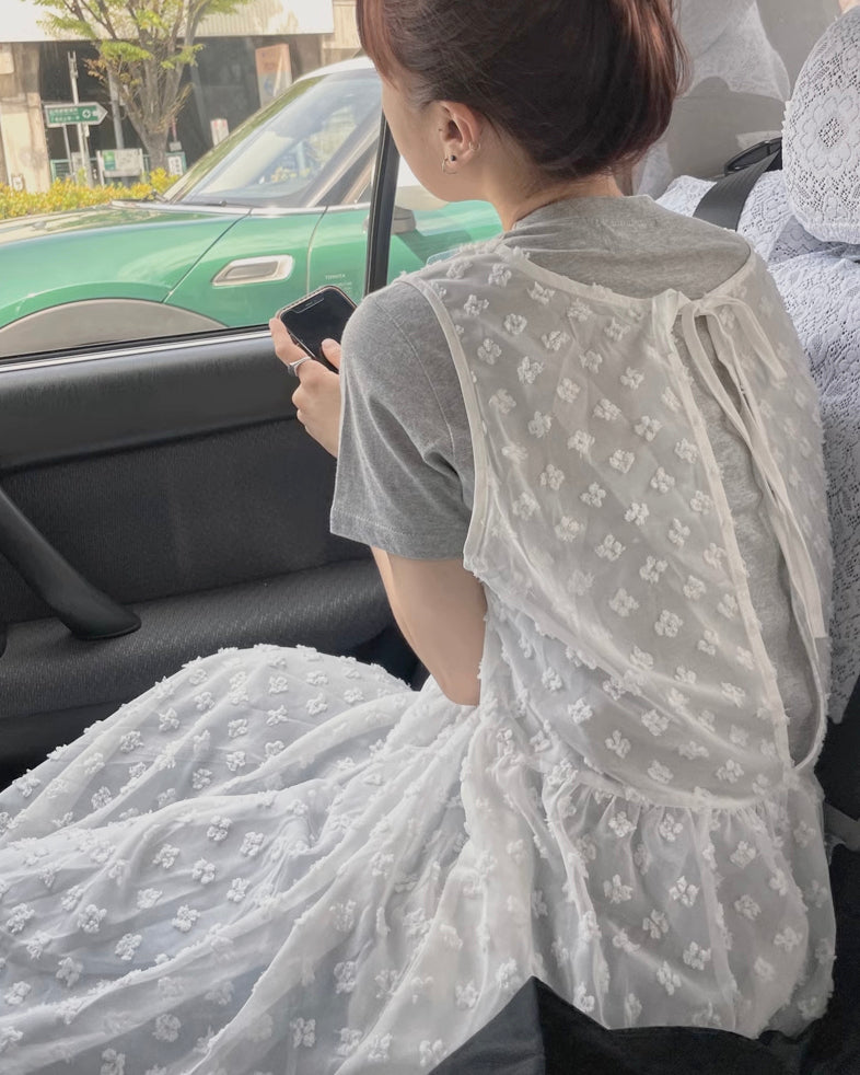 シアーフラワーバックスリットワンピース