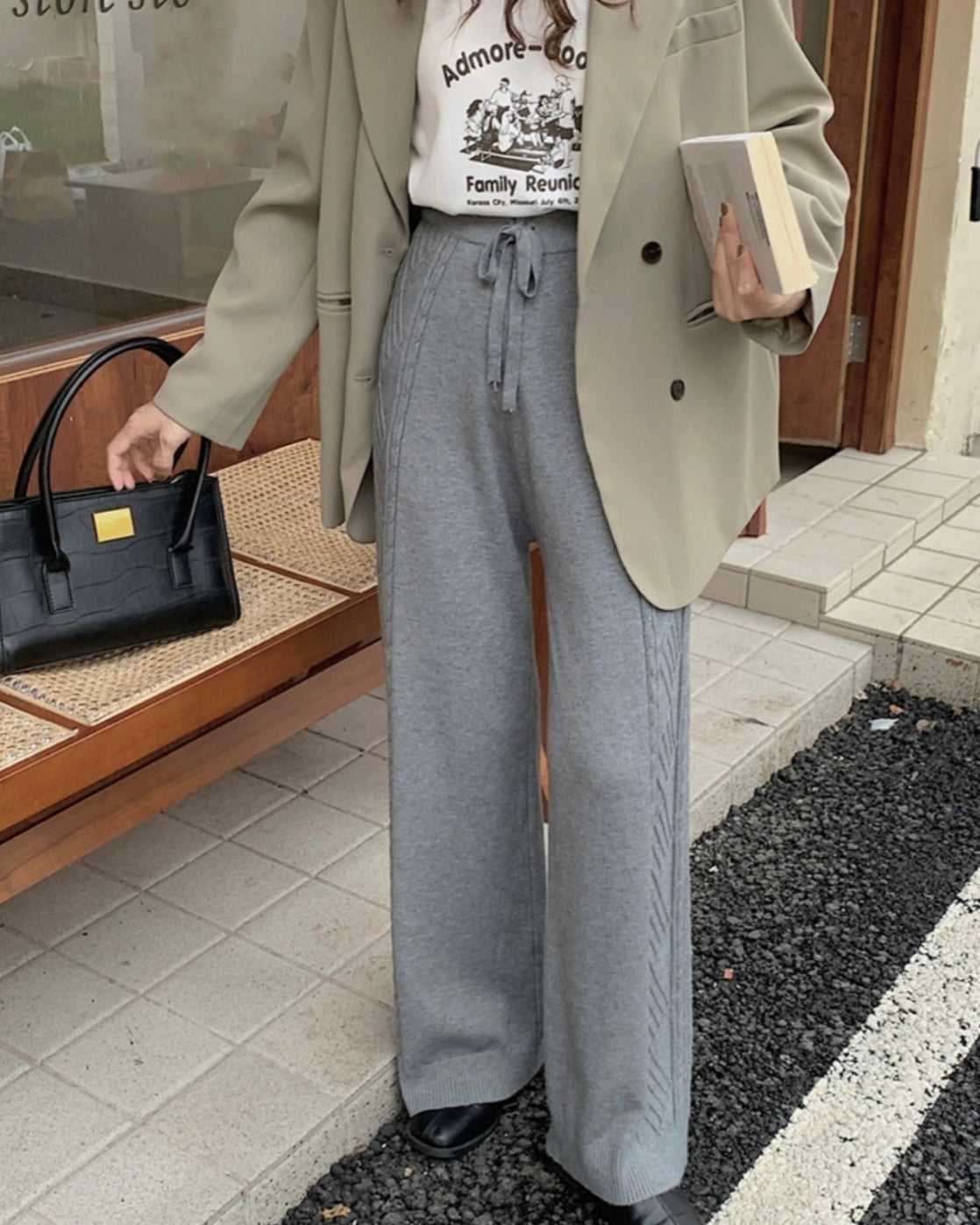 ニッティングパターンニットソーパンツ