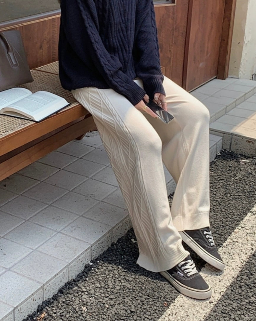 ニッティングパターンニットソーパンツ