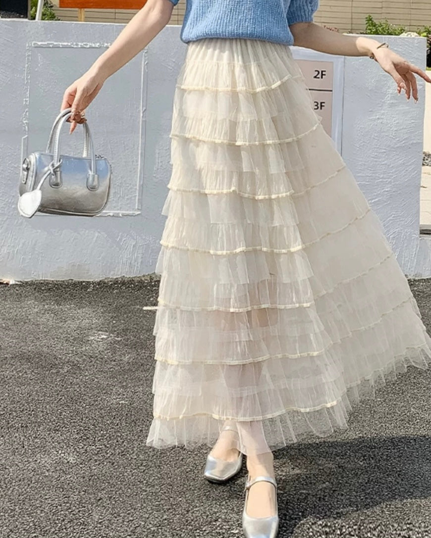 《2/21新作》レイヤードフラッフィーチュールスカート