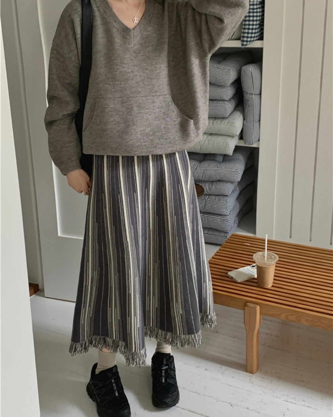フリンジニットスカート