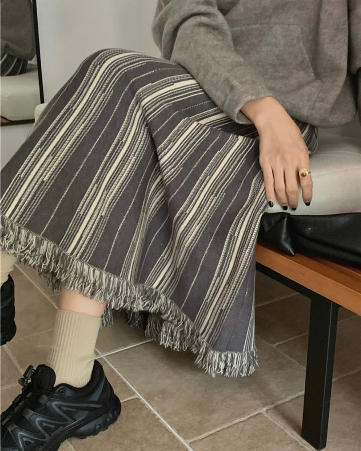 フリンジニットスカート
