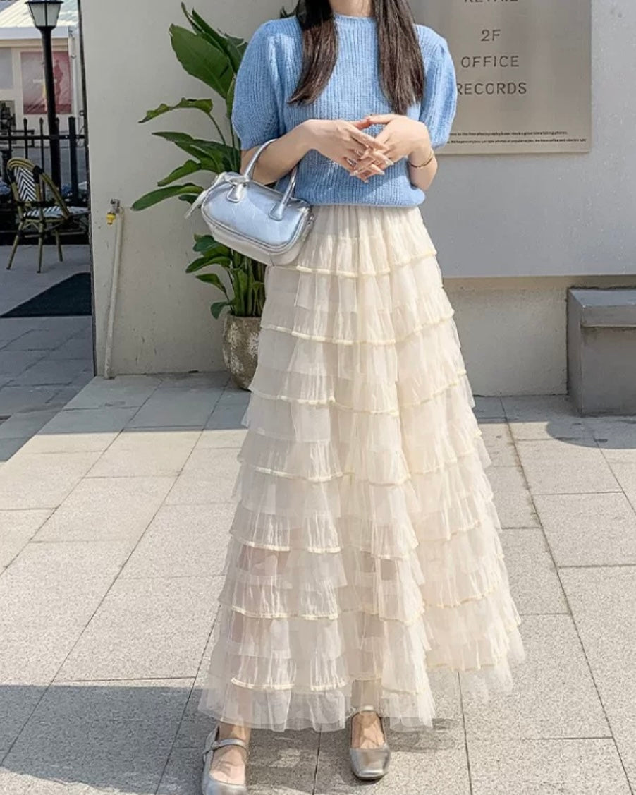 《2/21新作》レイヤードフラッフィーチュールスカート