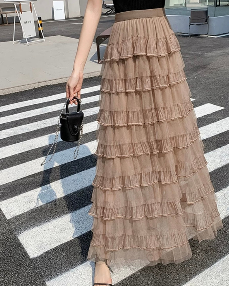 《2/21新作》レイヤードフラッフィーチュールスカート