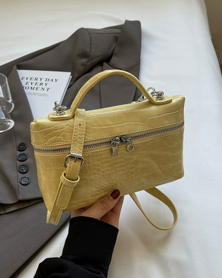 2wayクロコ型押しバニティバッグ