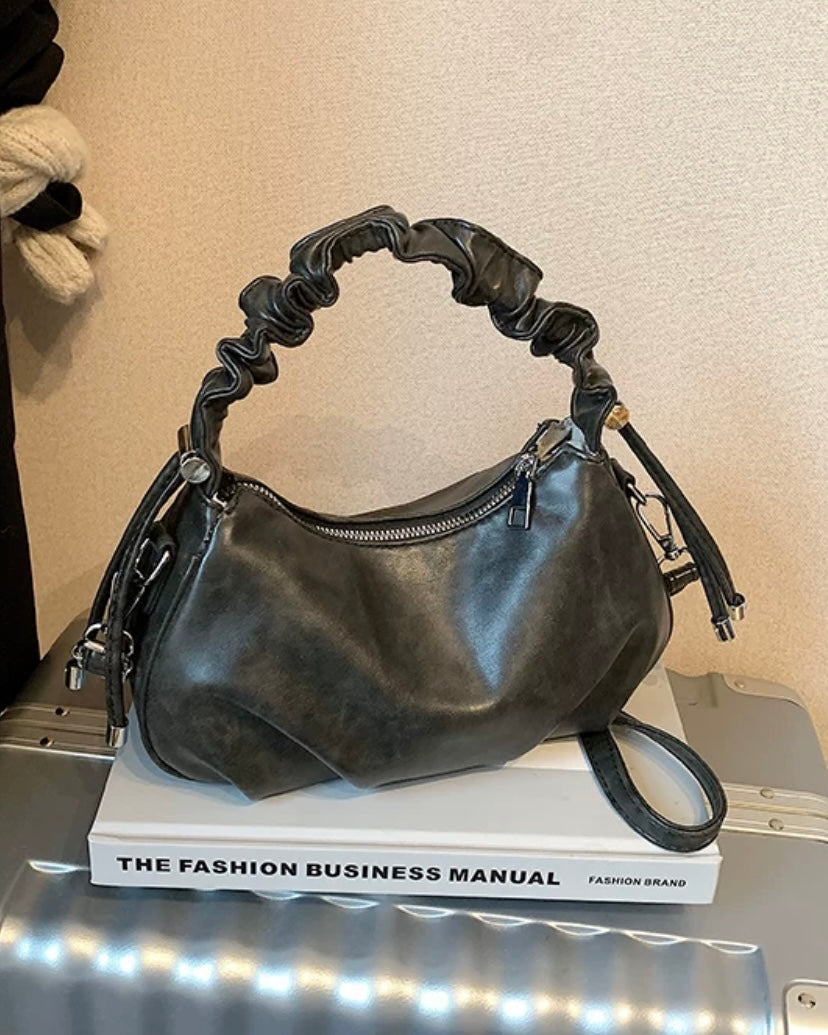 2wayハンドルギャザーレザーバッグ