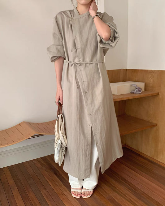 アシメボタンデザインワンピース