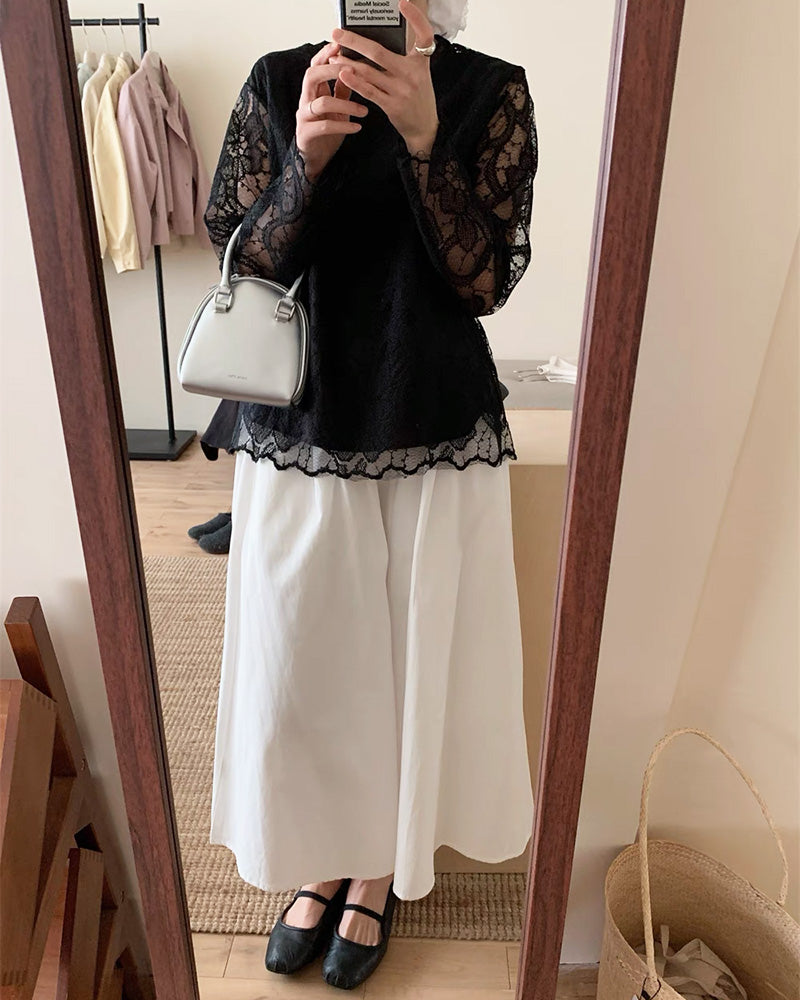 シアーフラワーレースブラウス