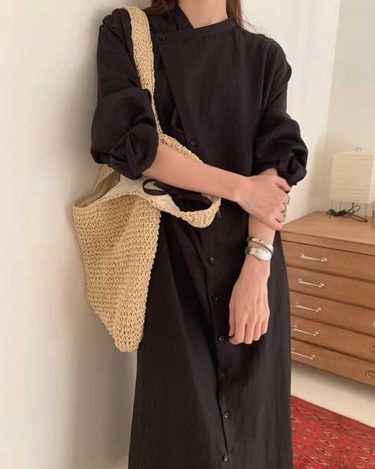 アシメボタンデザインワンピース