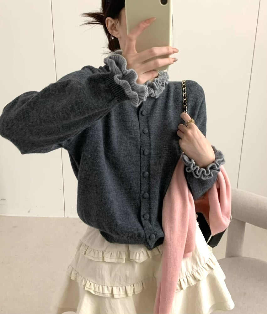 11/7新作》フリルニットカーディガン – QúON