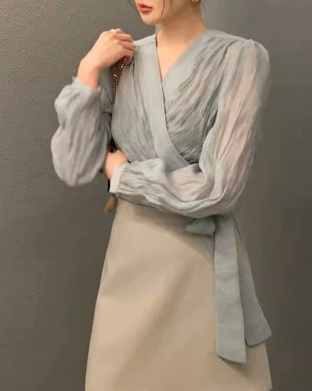 シアーカシュクールブラウス