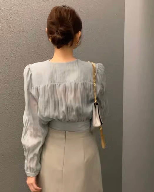 シアーカシュクールブラウス