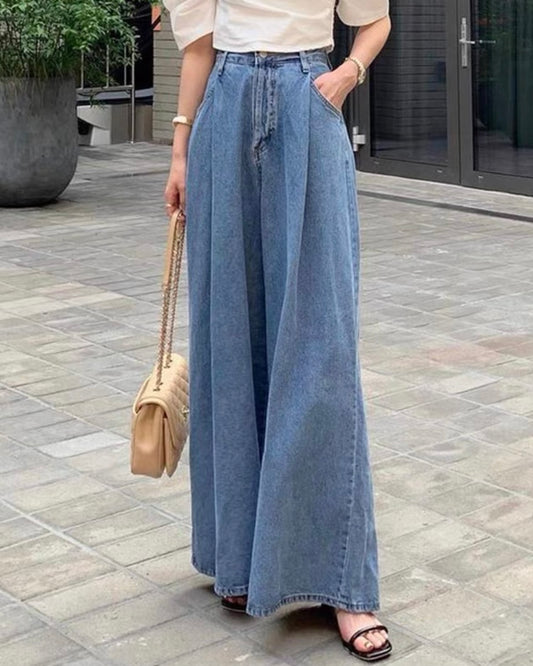 フロントタックワイドデニムパンツ