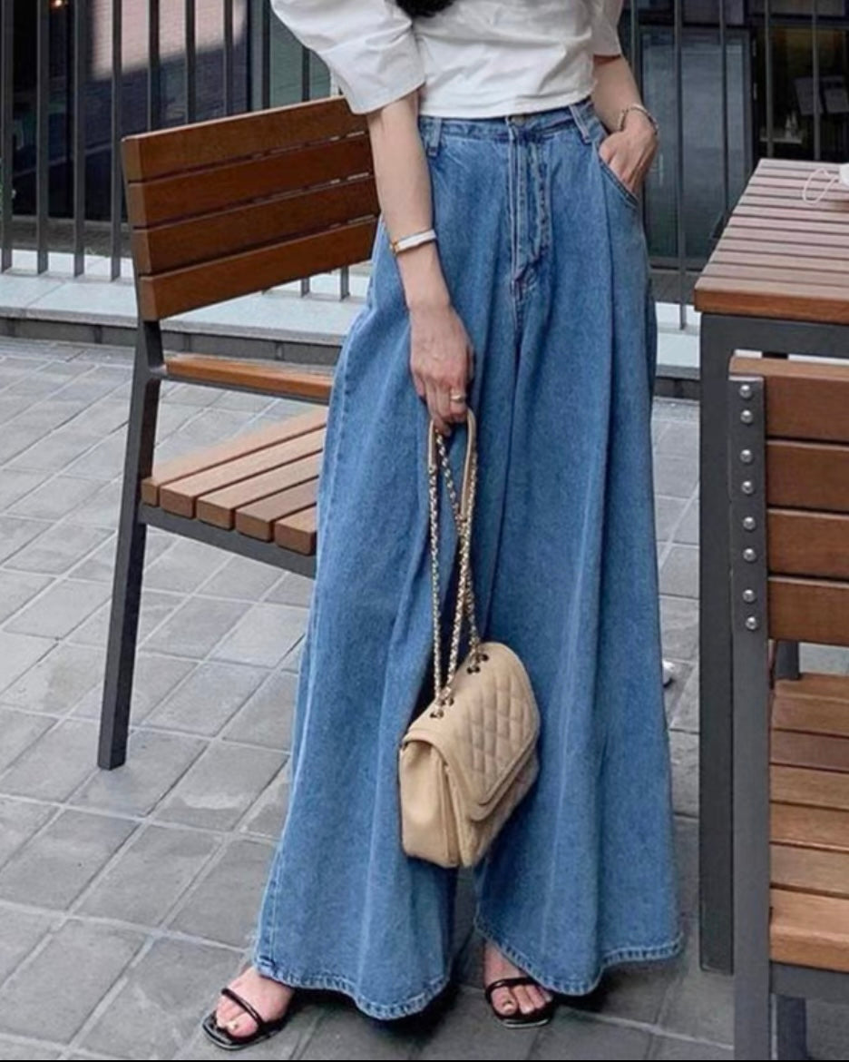 フロントタックワイドデニムパンツ