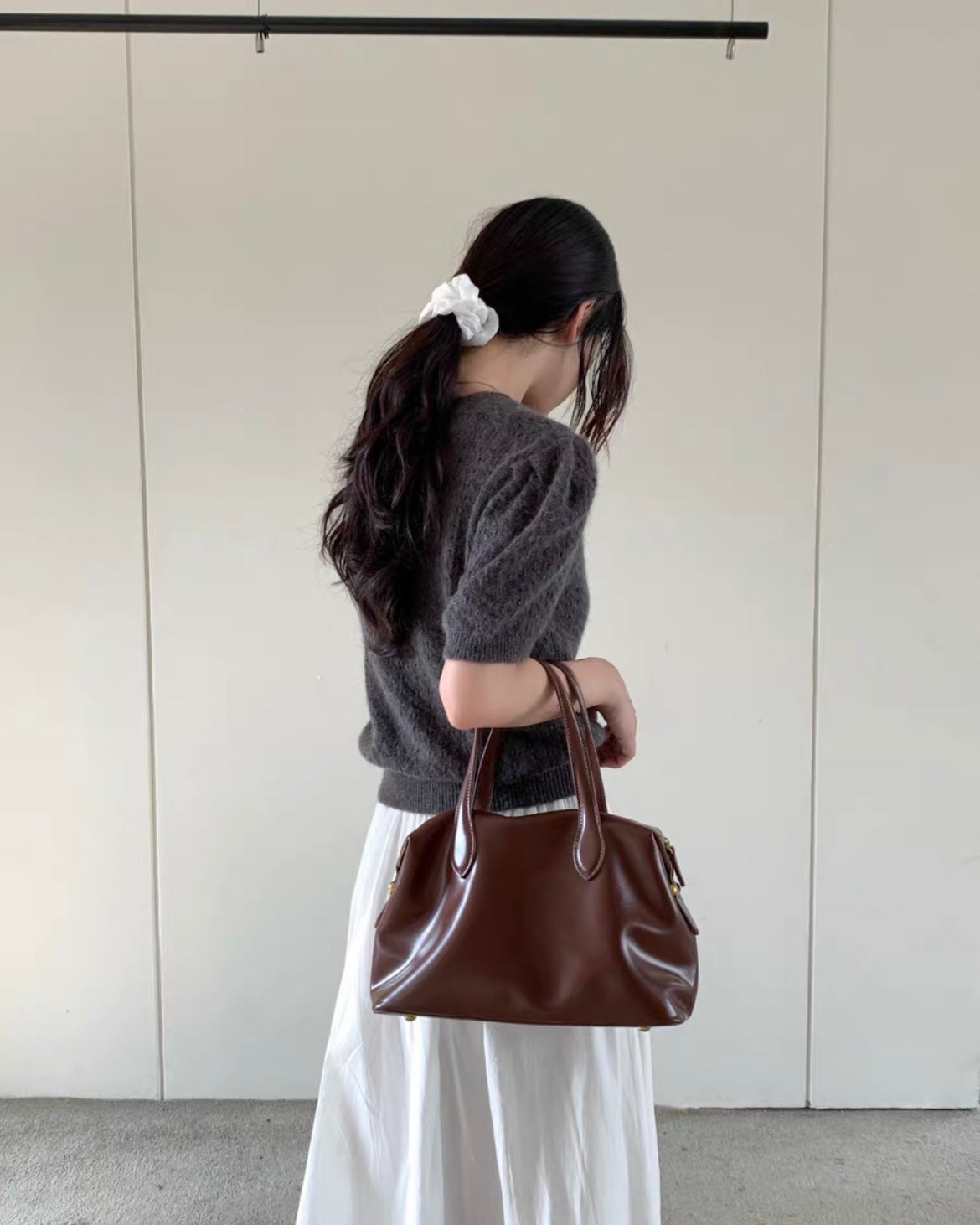 スムースレザーボストンバッグ