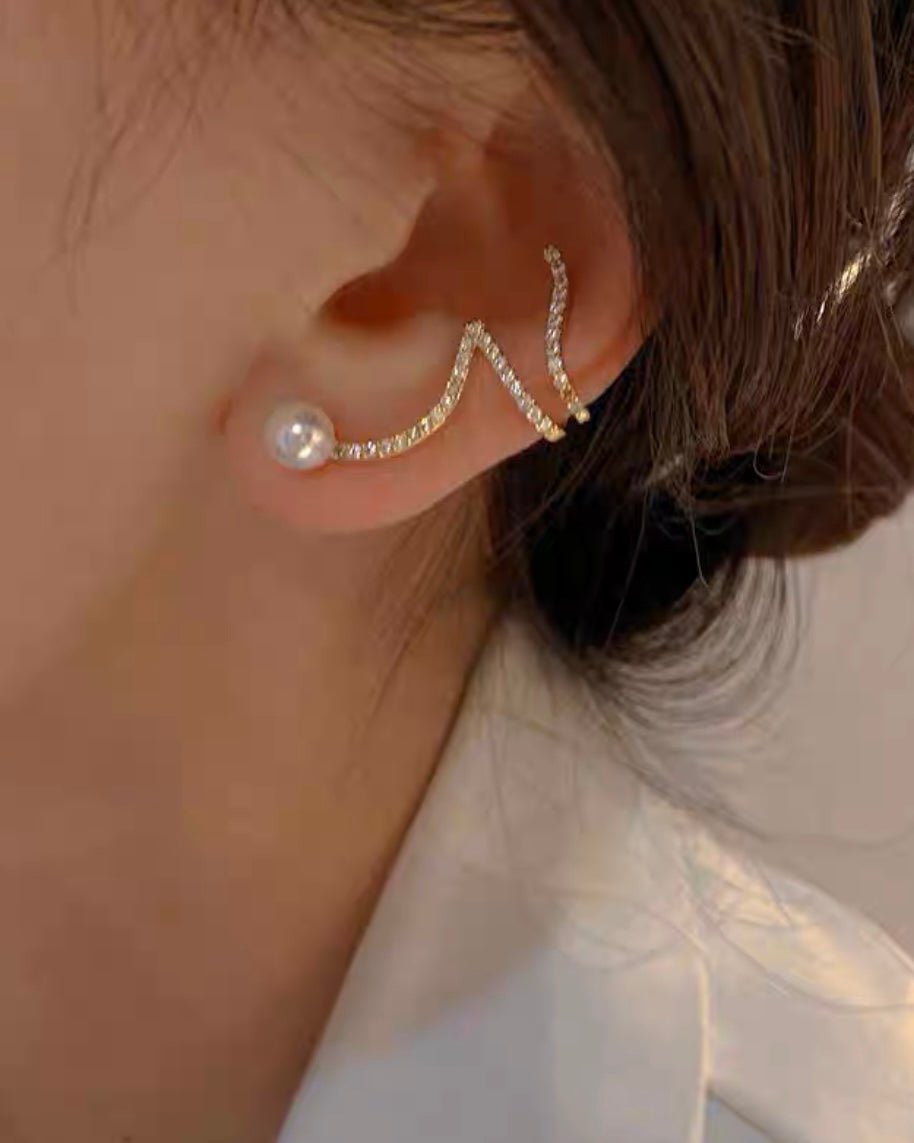 ストーンラインイヤーカフピアス