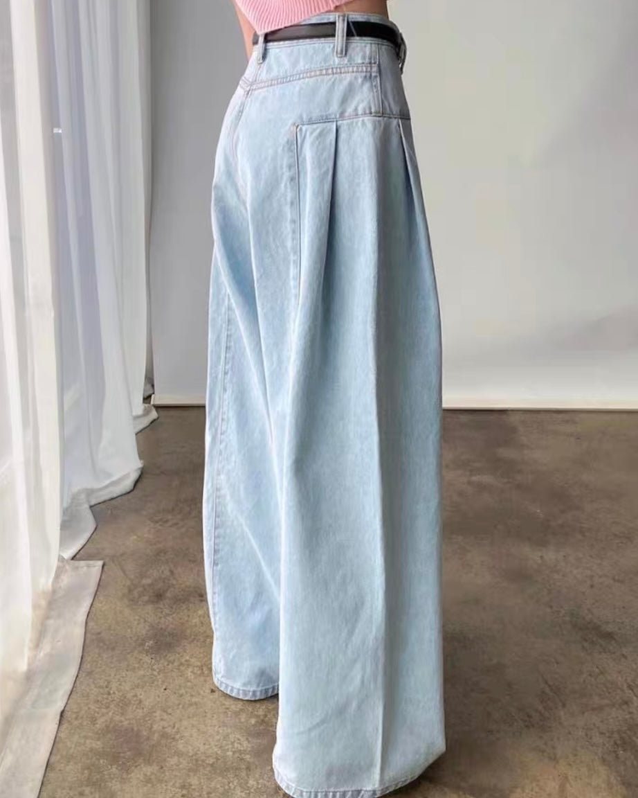 サイドタックワイドデニムパンツ