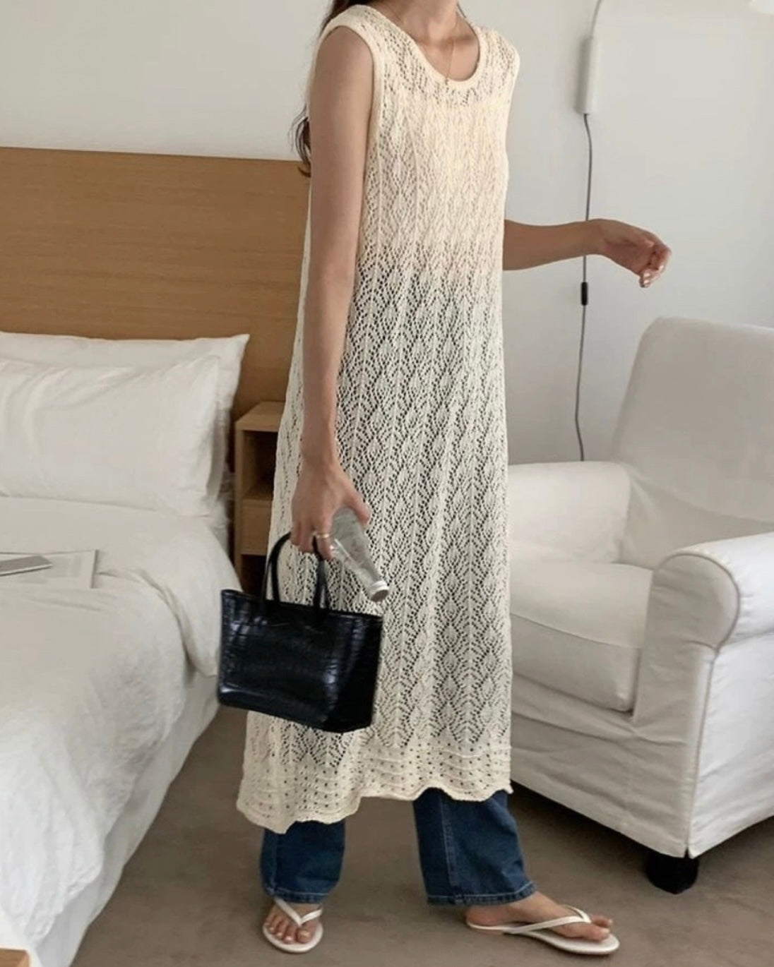 2WAYセンタースリットニットワンピース