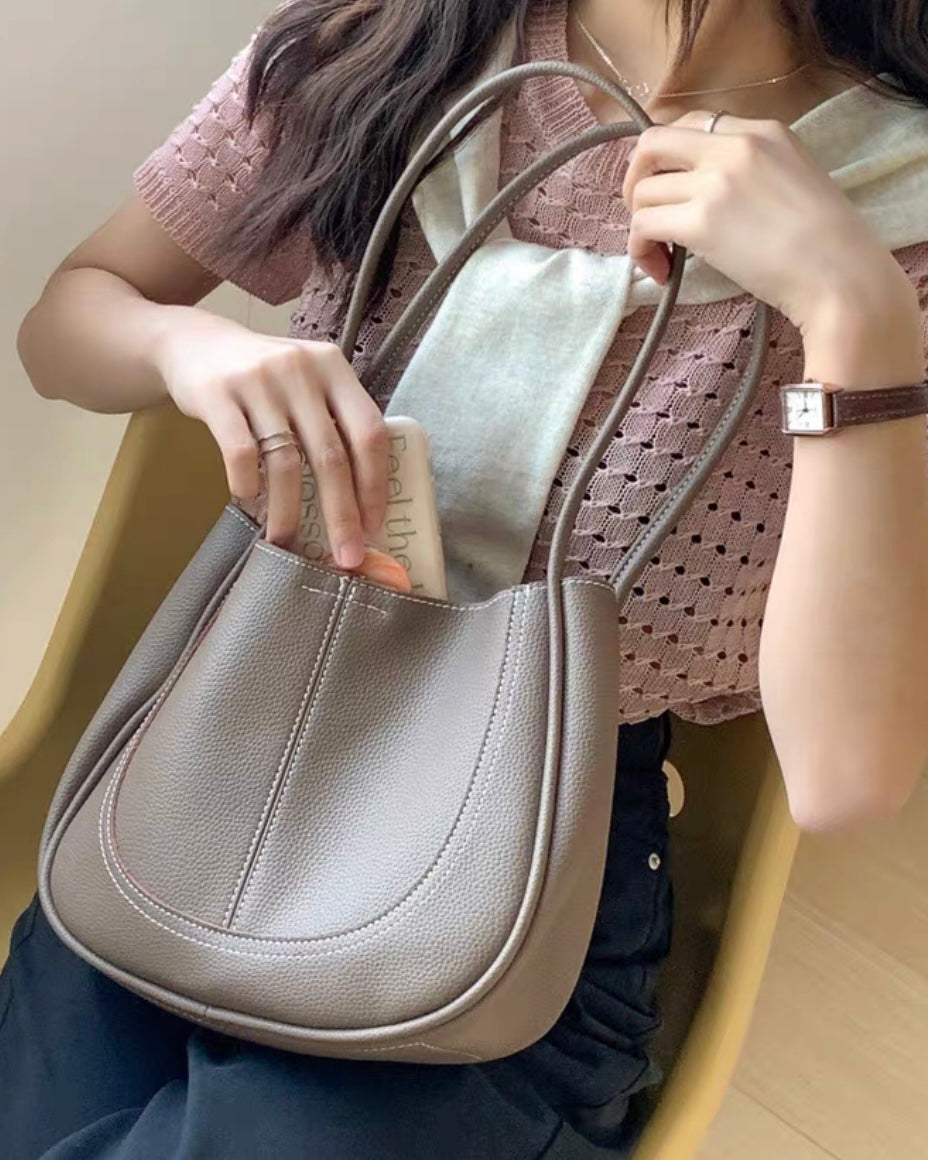 ラウンドステッチレザーバッグ