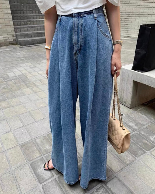 フロントタックワイドデニムパンツ