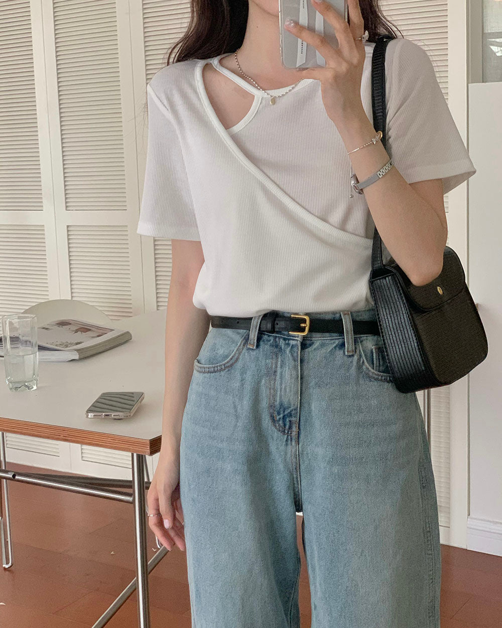 アシメカッテイングカシュクールテレコトップス