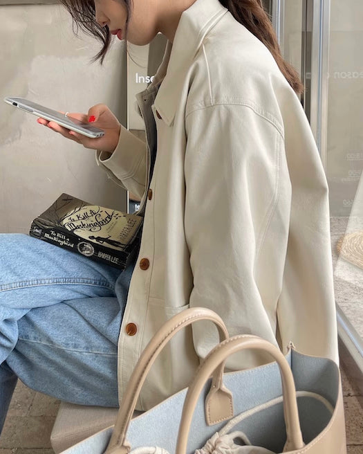 フェイクレザーオーバージャケット