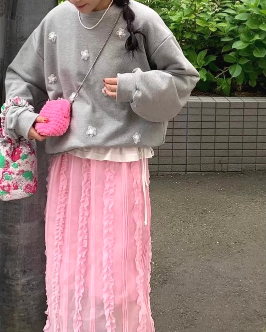 フラワーモチーフスウェット プルオーバー