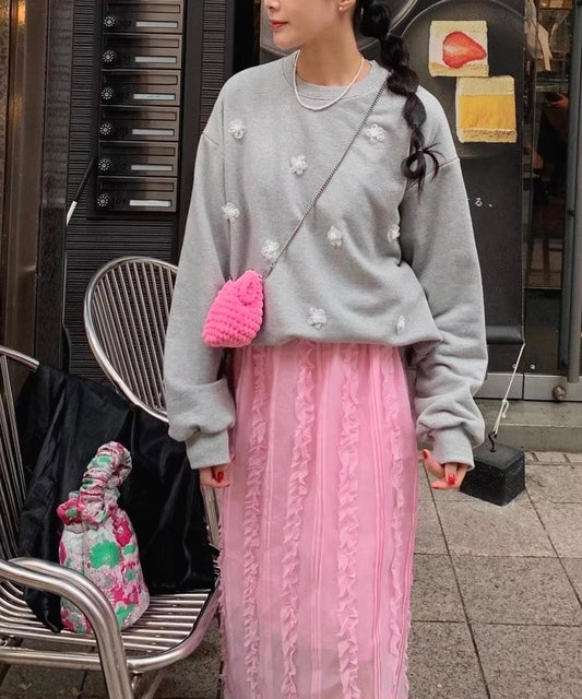 フラワーモチーフスウェット プルオーバー