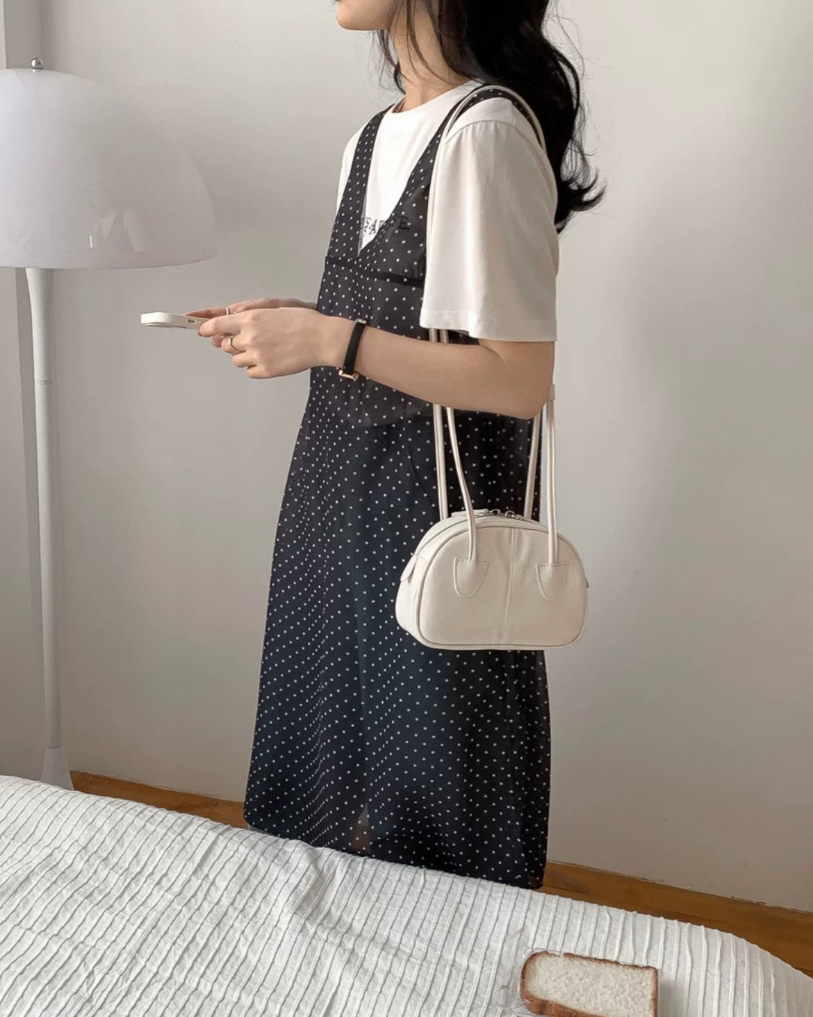 《5/2新作》ダブルロングショルダーラウンドバッグ