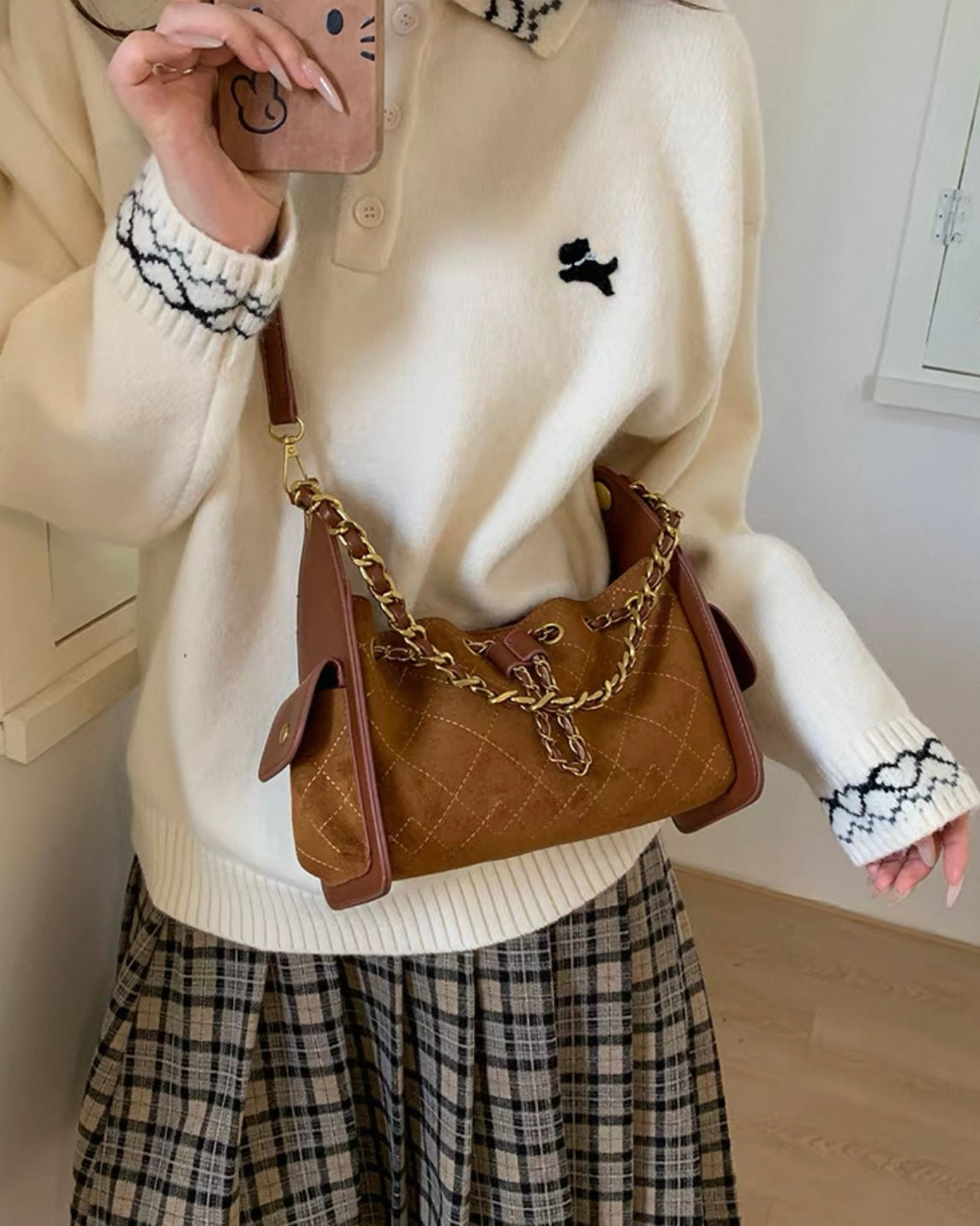 《11/14新作》2wayチェーンハンドルステッチバッグ