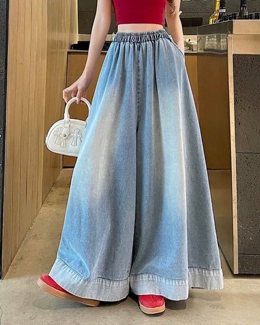 ワイドブルーデニムパンツ