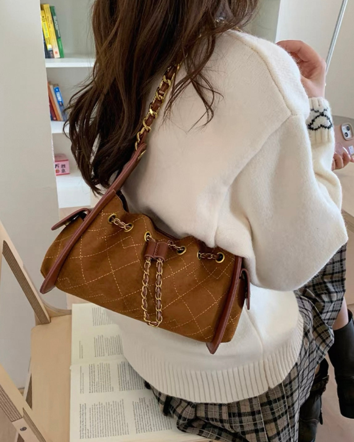 《11/14新作》2wayチェーンハンドルステッチバッグ