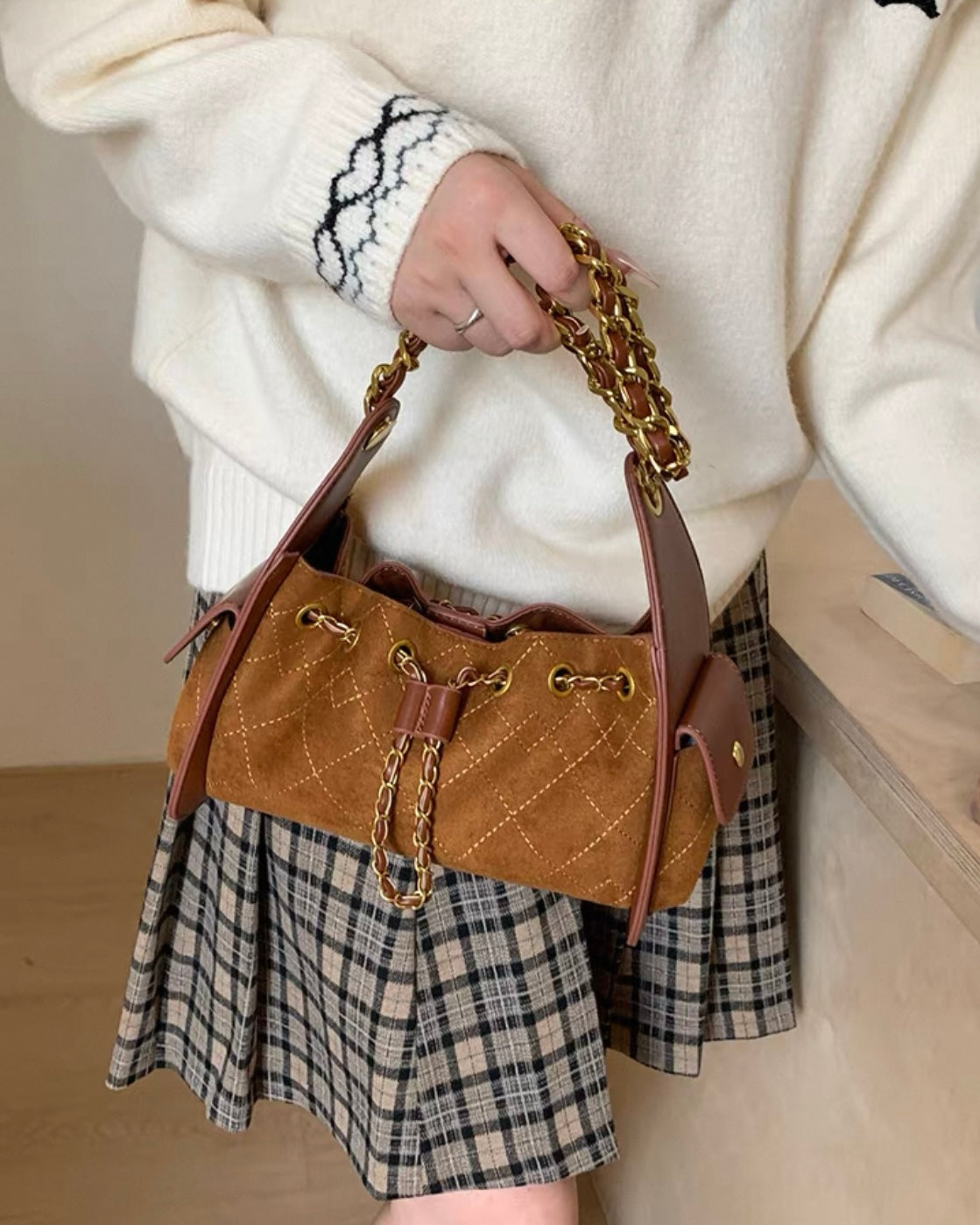 《11/14新作》2wayチェーンハンドルステッチバッグ