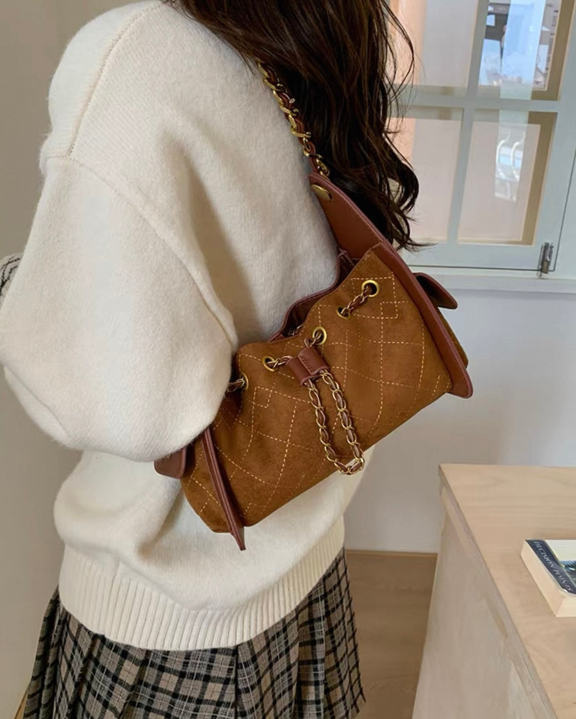 《11/14新作》2wayチェーンハンドルステッチバッグ