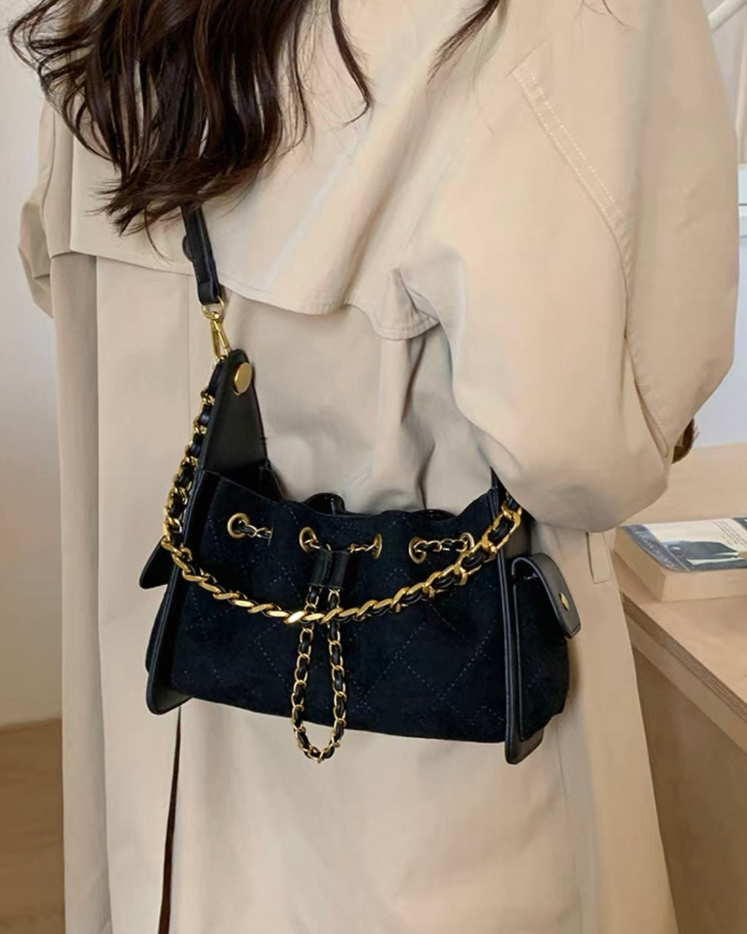 《11/14新作》2wayチェーンハンドルステッチバッグ