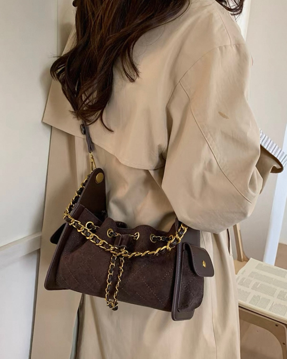 《11/14新作》2wayチェーンハンドルステッチバッグ