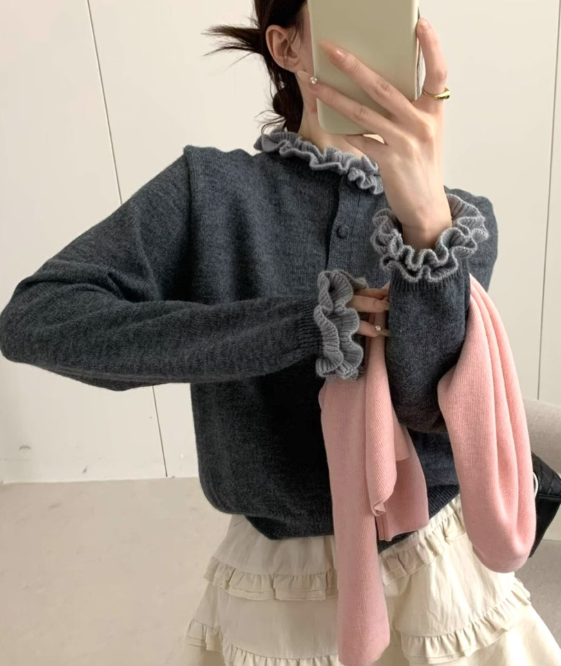 《11/7新作》フリルニットカーディガン