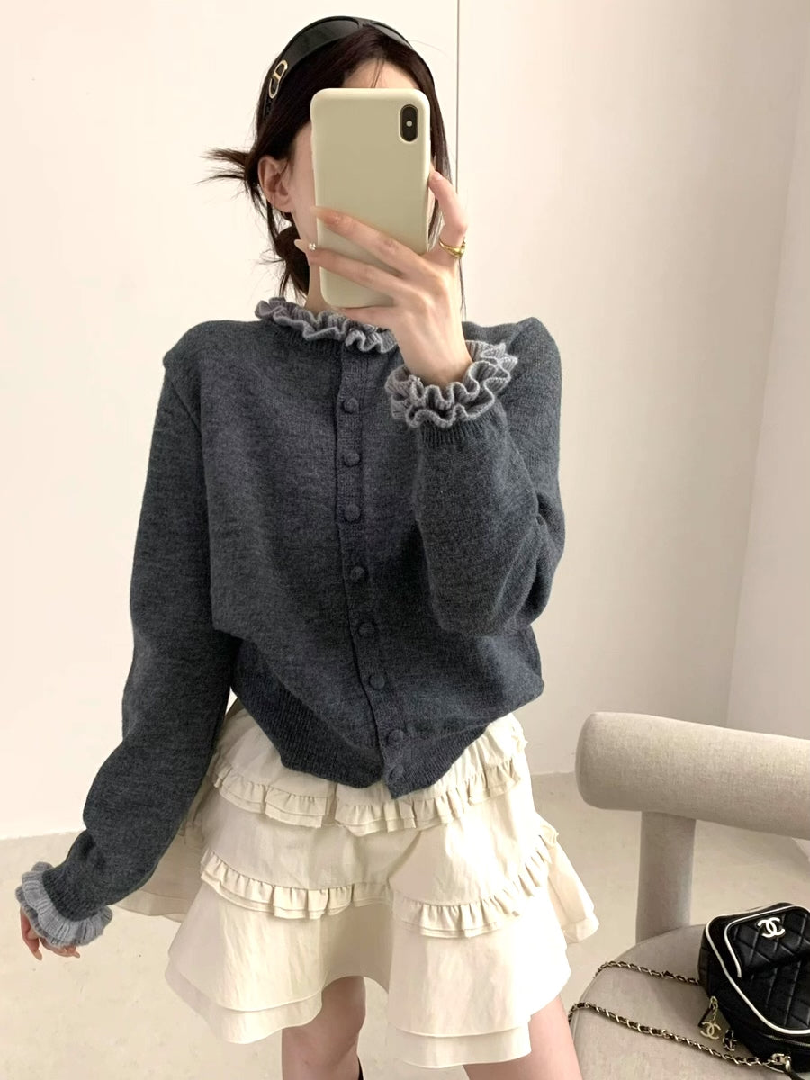 《11/7新作》フリルニットカーディガン