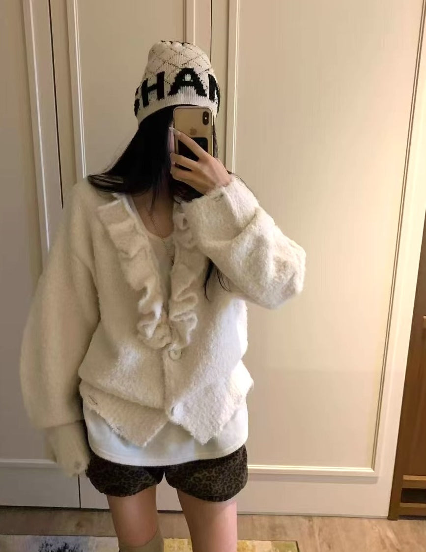 《11/28新作》フリルニットカーディガン