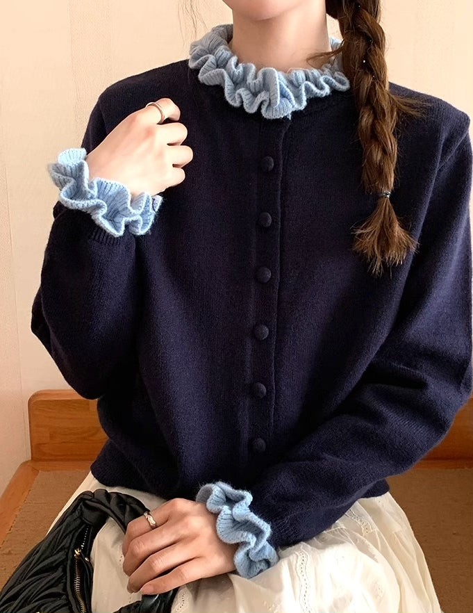 《11/7新作》フリルニットカーディガン