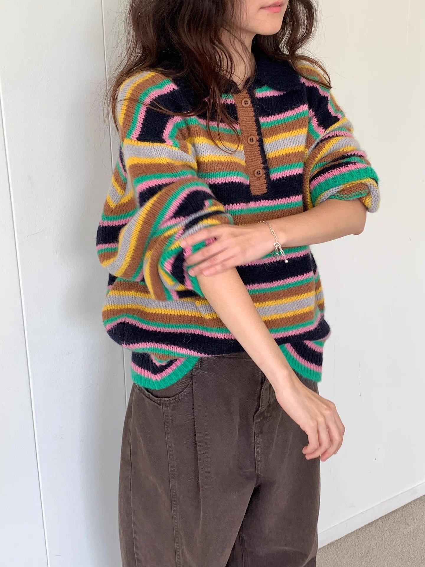 げ*ん様 ESTNATION マルチボーダーポロニット セール】 マルチボーダーポロニット《2025autumn catalog item