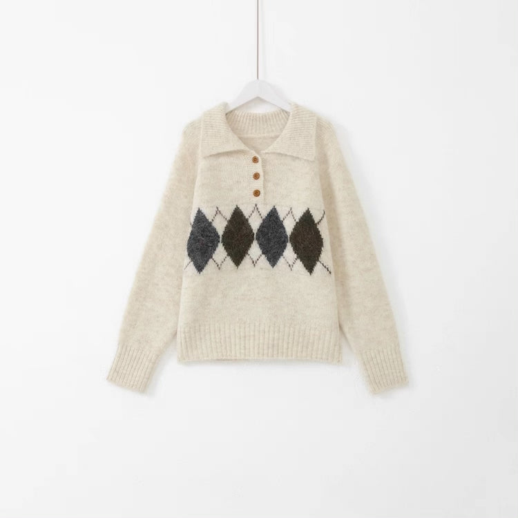 《11/28新作》アーガイル襟付きニット