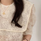 スクエアカラーフラワー刺繍ブラウス